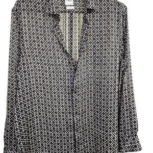 Zara Women's Black and White Patterned Blouse‎